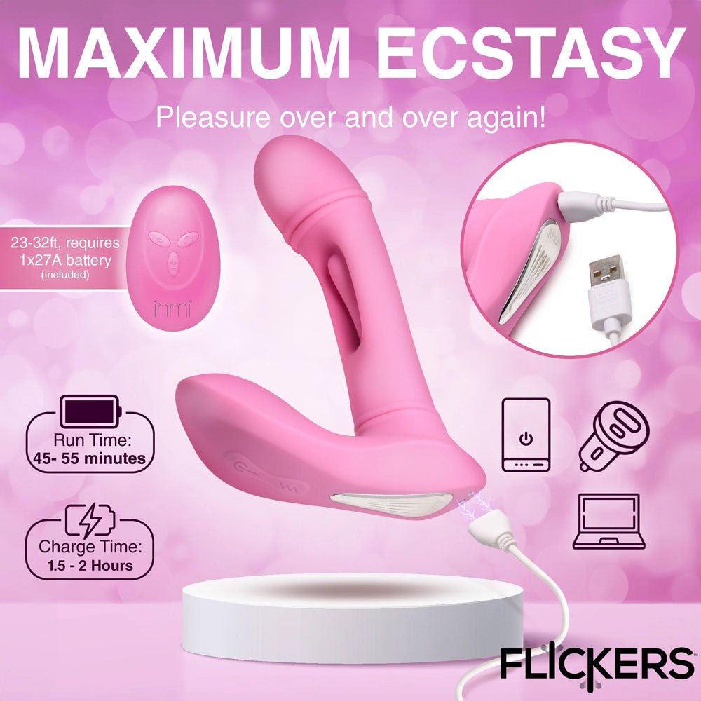 Inmi Flickers G-Flick Flicking G-Spot Vibrator 15cm USB Rechargeable with Remote
